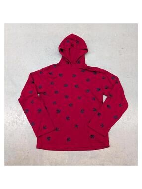McQ Alexander McQueen Red and Navy Cutup Coverlock Hoodie